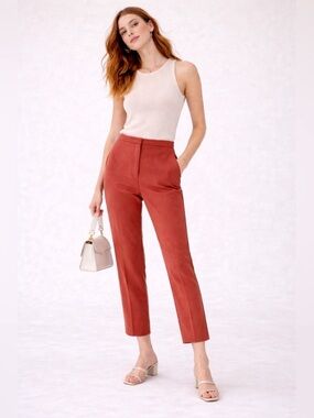 Babaton Rust Cropped High-Rise Trousers - Burnt Orange